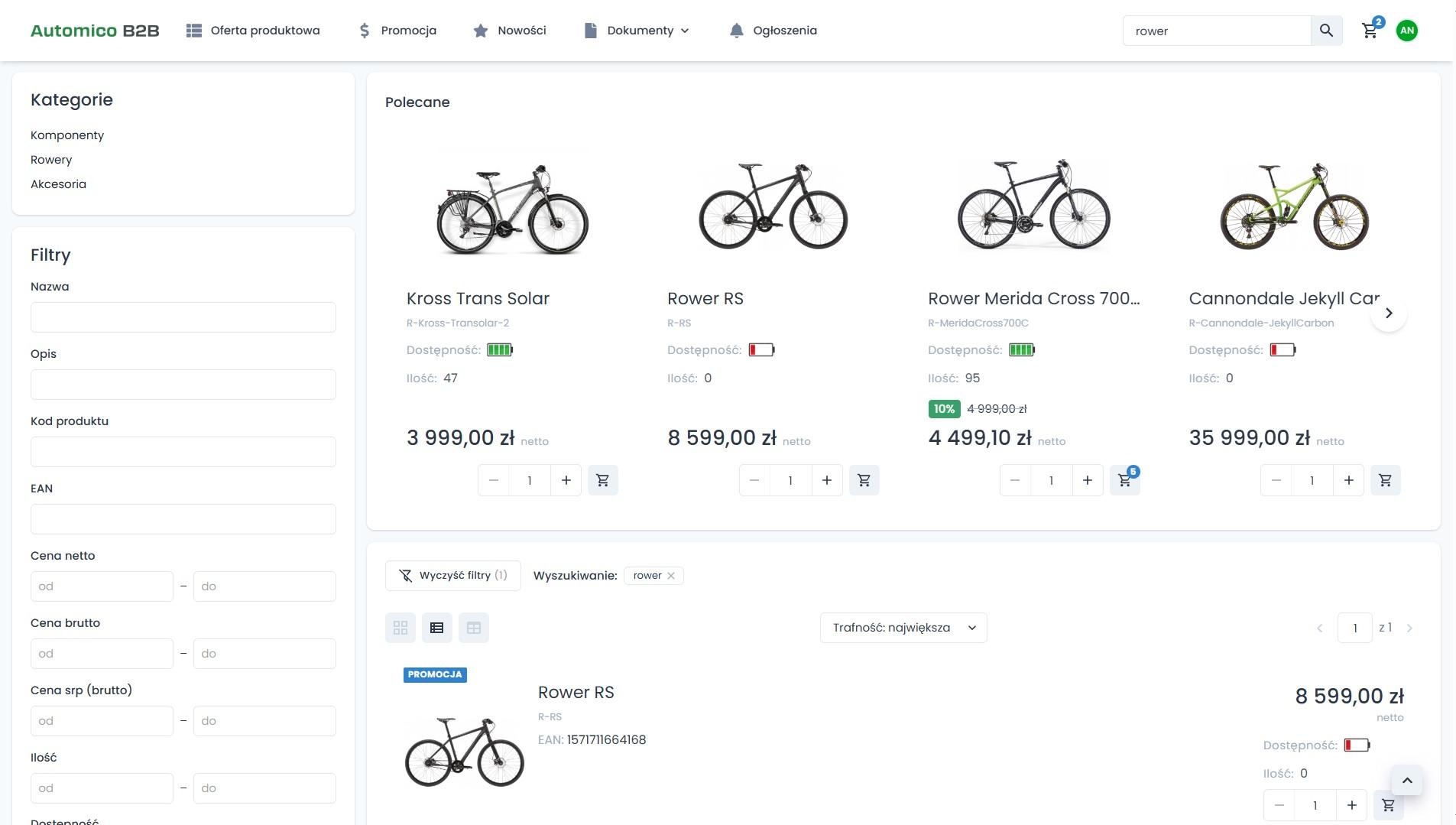 Hurtowania B2B - wyszukiwarka produktów